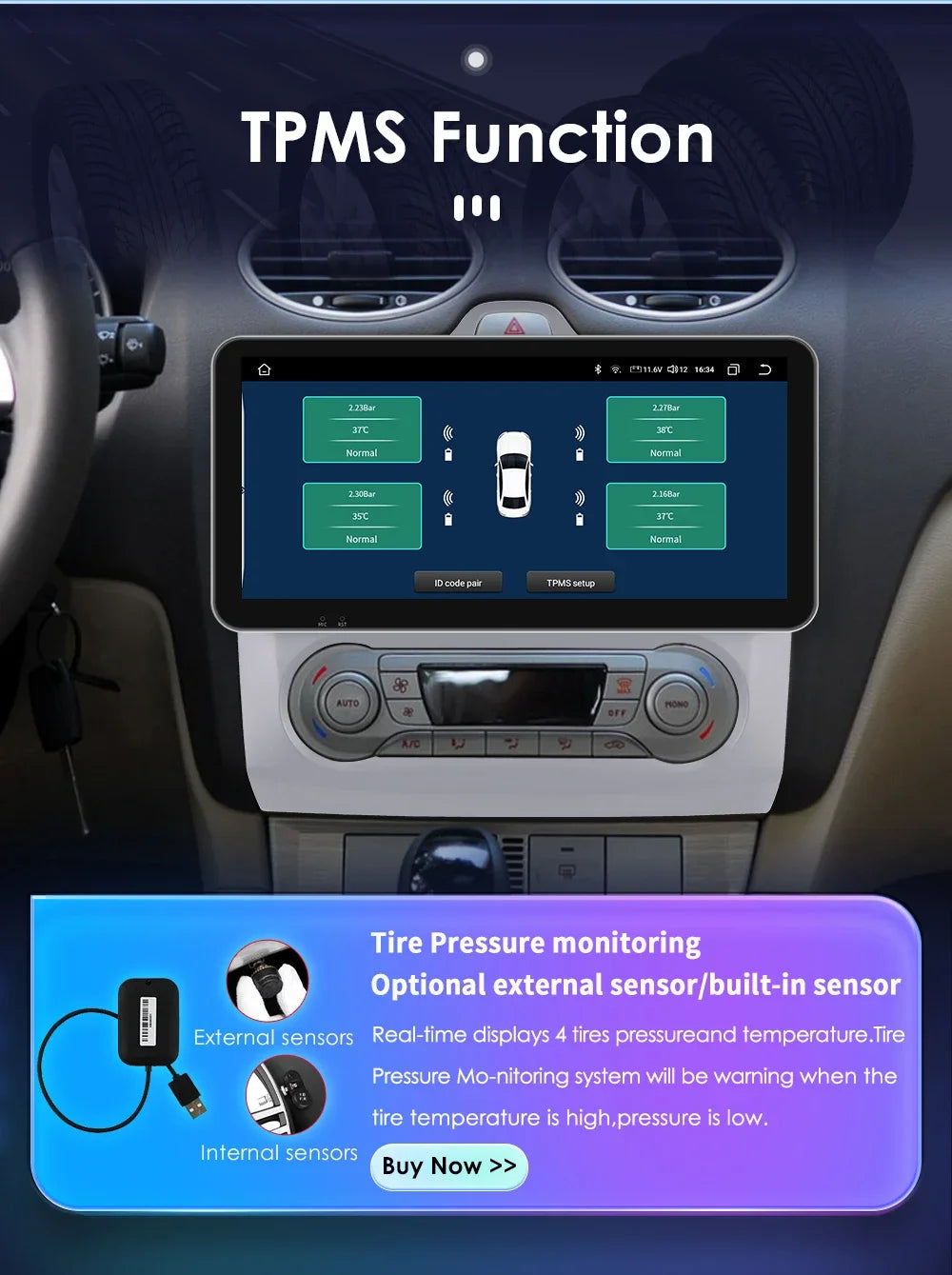 10.33" 2 Din Car Radio for Ford Focus Mk2 Carplay Android 13 Multimedia Video Player GPS Navigation Bluetooth Touch Screen RDS