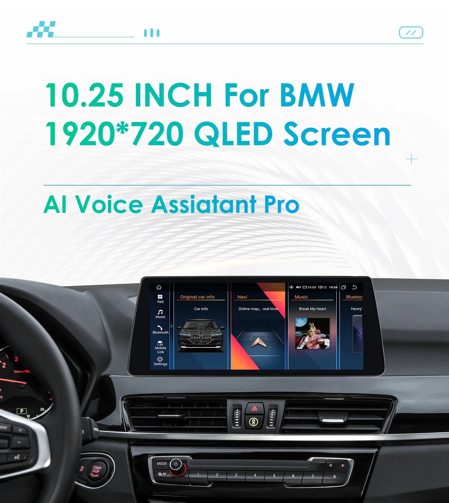 Android 13 Automotive Multimedia 2Din Wireless Carplay Android Auto for BMW X1 F48 (2016-2017)NBT Support AI Pro RDS BT WIFI GPS