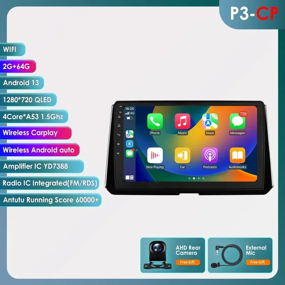 Wireless Carplay for Toyota Corolla 12 2018-2021 Android Autoradio 2 Din Car Radio Multimedia Player BT Navigation GPS Stereo 4G