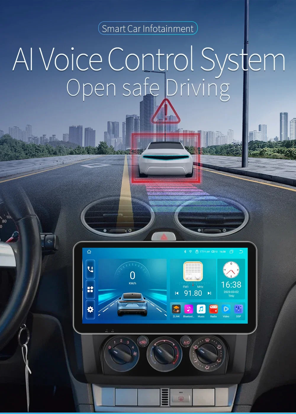 10.33" Wireless Carplay Android Auto for Ford Focus Mk2 2004-2011 Multimedia Player 2 Din Car Radio GPS Navigation BT RDS DSP 4G