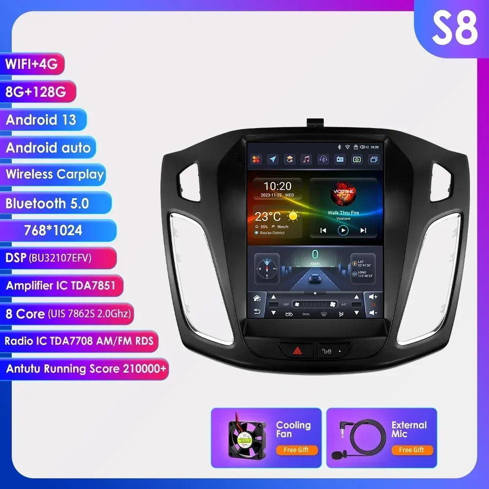 Android 13 Radio Car Multimedia 2Din Wireless Carplay Android Auto for Ford Focus 3 Mk 3 2011-2019 Support OBD DAB RDS BT GPS 4G