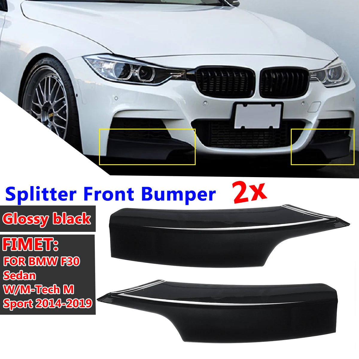 1 Pair Car Front Bumper Lip Splitter Canards Spoiler For BMW F30 F31 M Sport 2012-2019 Fog Lamp Eyebrow Frame Cover Grille