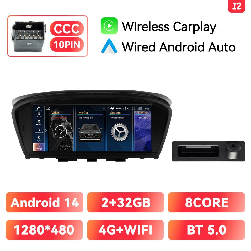 XONRICH 6GB 128GB Android 14 Car Radio For BMW 5Series E60 E61 E63 E64 E90 E91 E92 E93 CCC CIC Multimedia CarPlay GPS Navigation