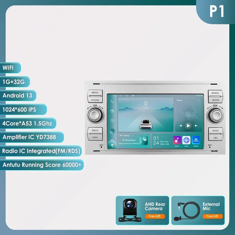 2din Carplay Android Car Radio Multimedia Player for Ford Mondeo Fiesta S-max Focus Galaxy Transit Fusion Connect Kuga GPS NOCAN