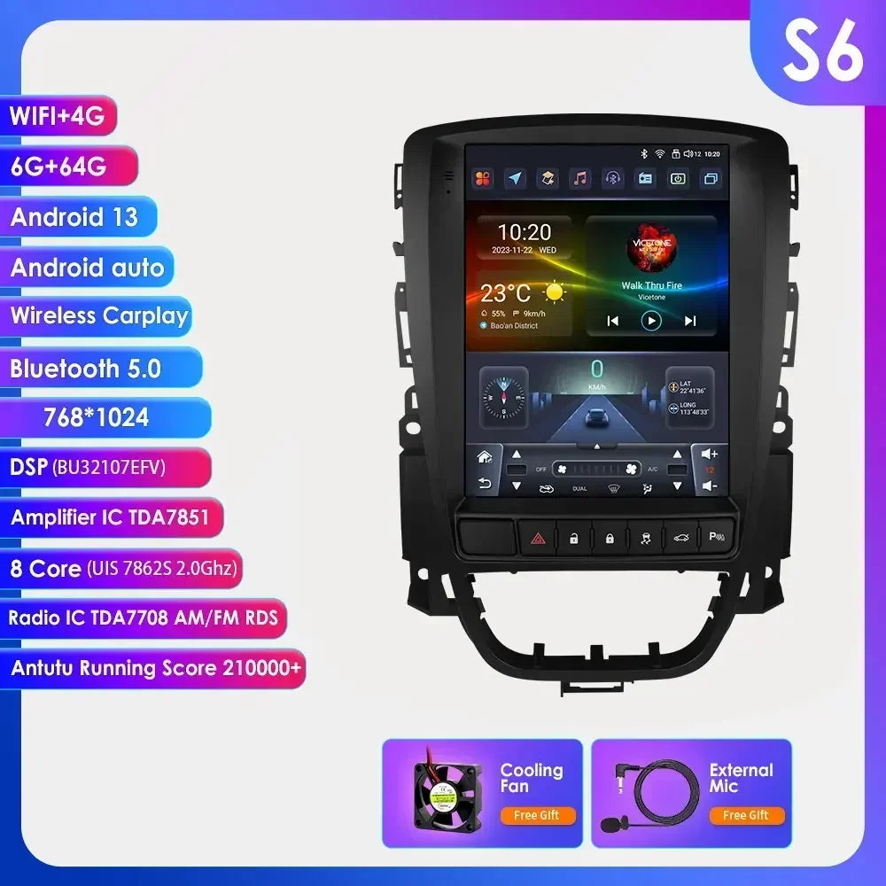 Android 14 Wireless Carplay GPS Navi Stereo for Opel Astra J Buick Verano 2009-2015 9.7" Car Radio Multimedia Player 4G BT 2 Din