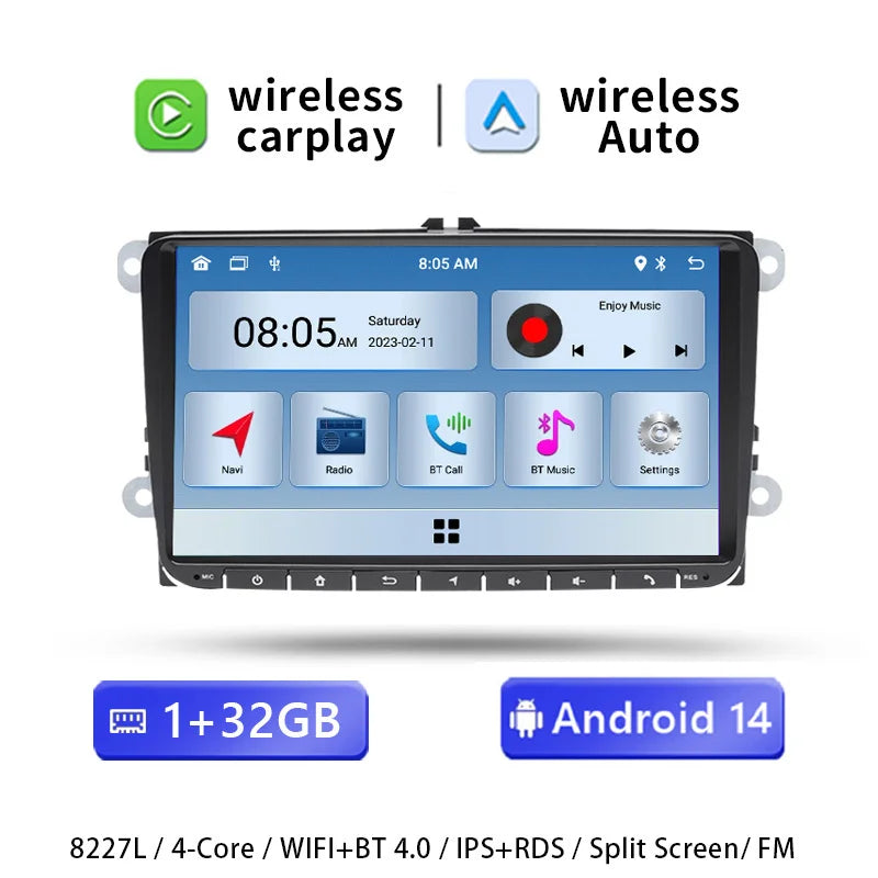 Android 14 For VW Passat B6 B7 CC T5 Amarok Volksagen Skoda Octavia2 Tiguan Seat Leon 2 Golf 56 Radio Multimedia Screen Carplay