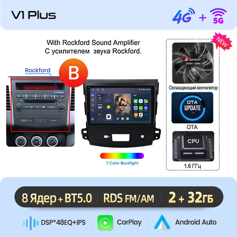 Junsun AI Wireless CarPlay Android Auto Car Radio For Mitsubishi Outlander xl 2 2005 2006-2011 4G GPS Smart Intelligent Systems
