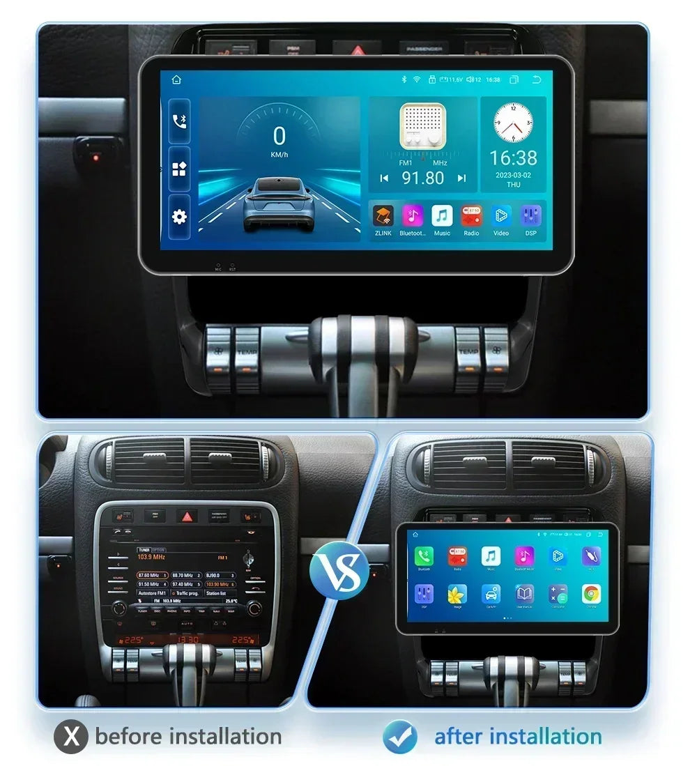 10.33" Wireless Carplay Android 13 Car Multimedia Player for Porsche Cayenne 1 2002-2010 2din Navigation GPS RDS Headunit Stereo