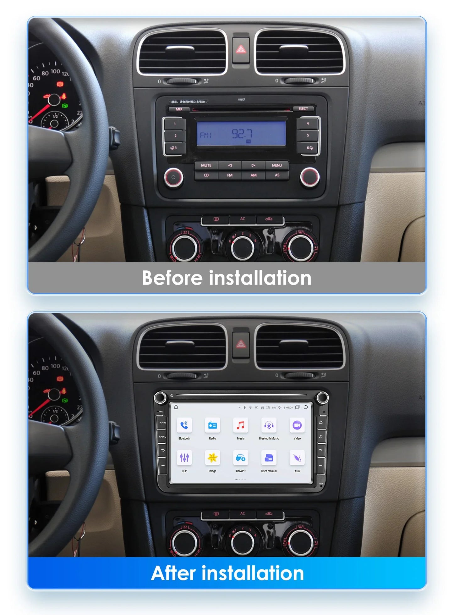 8" 2 Din Multimedia Player for Volkswagen Golf 5 Transporter VW Passat B6 Polo Jetta Skoda Seat Android 13 Carplay Car Radio GPS