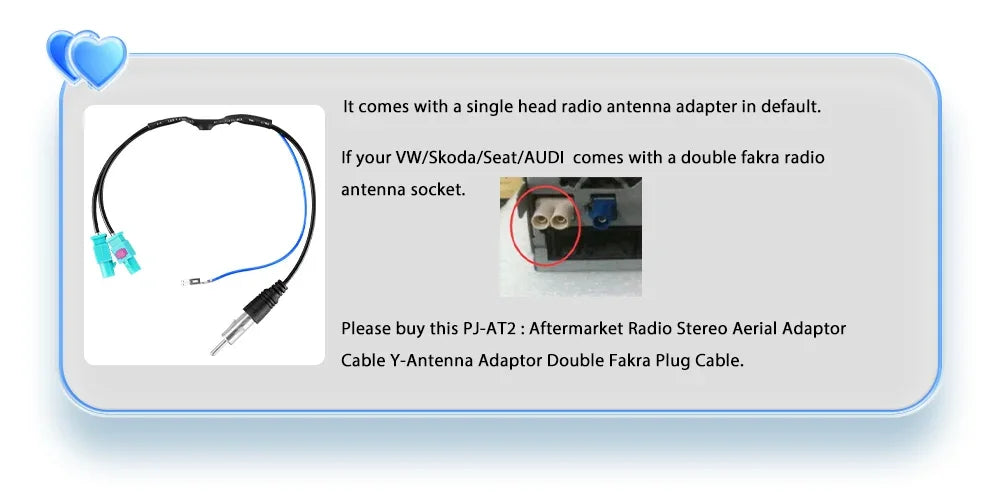 Aftermarket Radio Aerial Adaptor Cable Y-Antenna Adaptor Double Fakra Plug Cable for Audi VW Skoda Seat Car Multimedia Player