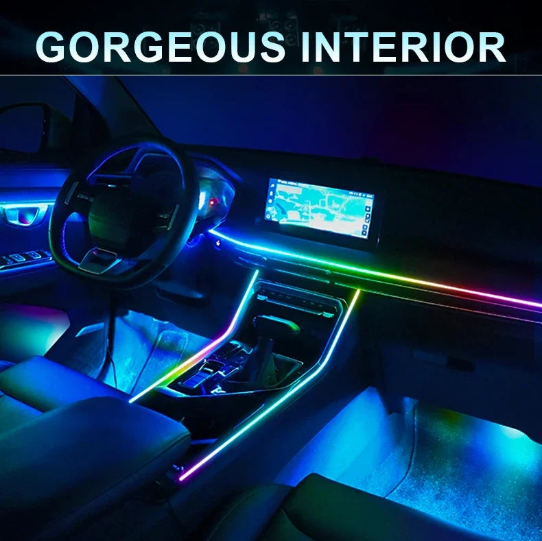18 in 1 Led Car Ambient Lights Symphony Bluetooth App RGB 213 Color Streamer Rainbow Acrylic Strip Interior Atmosphere Lamp 12V