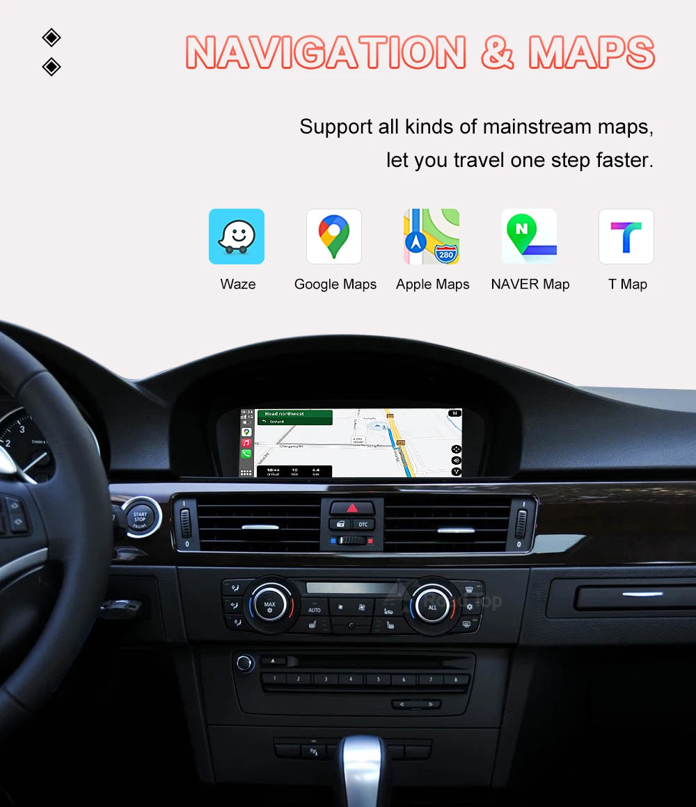 8.8"1920*720 Wireless CarPlay Android Auto Car Multimedia Display for BMW 3 Series E90 E91 E92 E93 5 Series E60 E61 Touch Screen