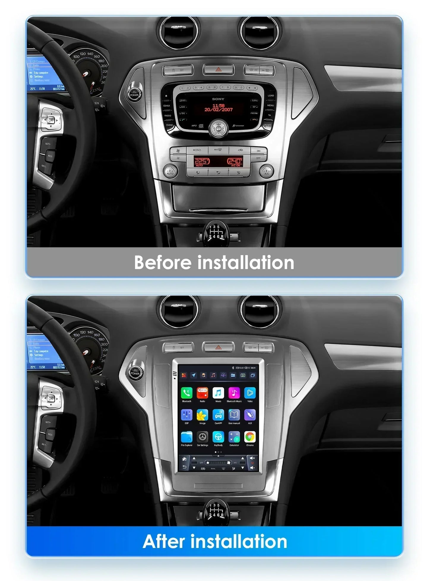Android 13 Wireless Carplay GPS for Ford Mondeo MK4 Galaxy 2007 - 2010 9.7" Car Multimedia Player 4G DSP BT RDS 2 Din Stereo SWC