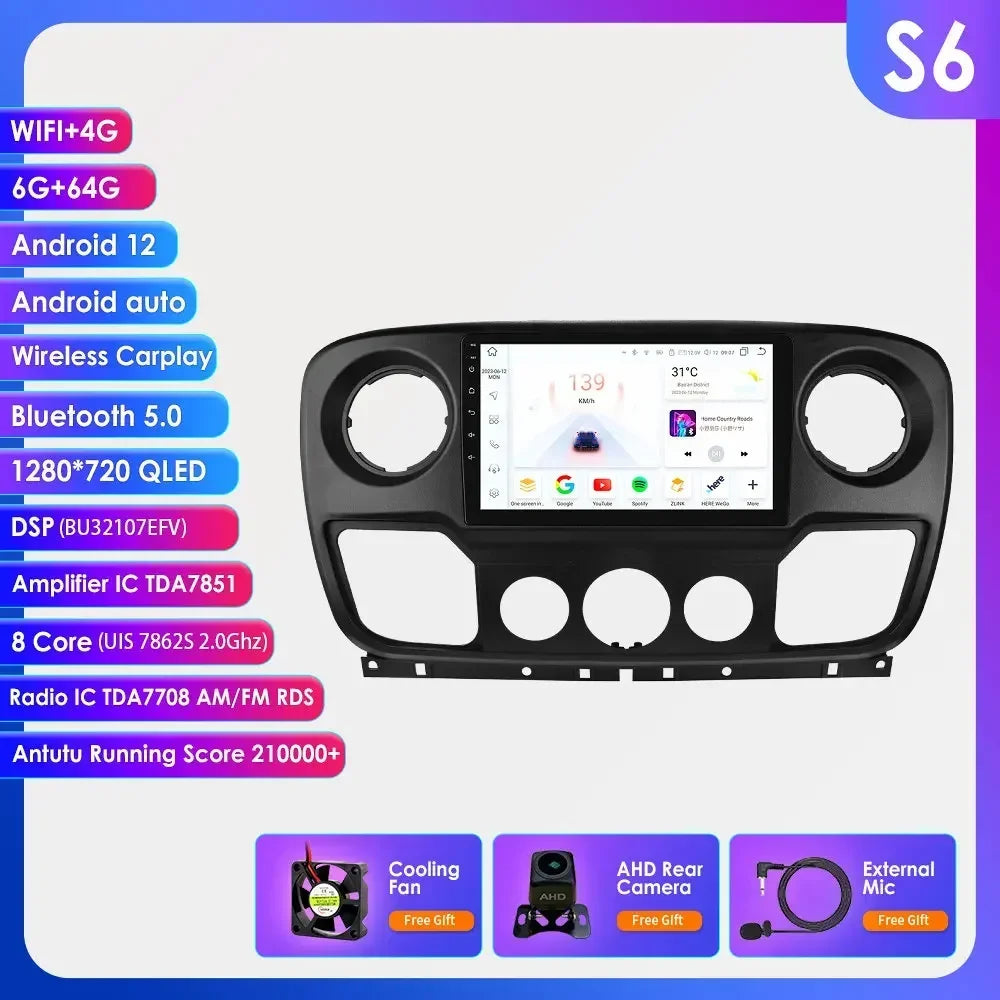 Car Multimedia Player Navigation Radio for Nissan NV400 2010-2019 for Opel Movano 2010-2019 for Renault Master lll 3 2011-2021