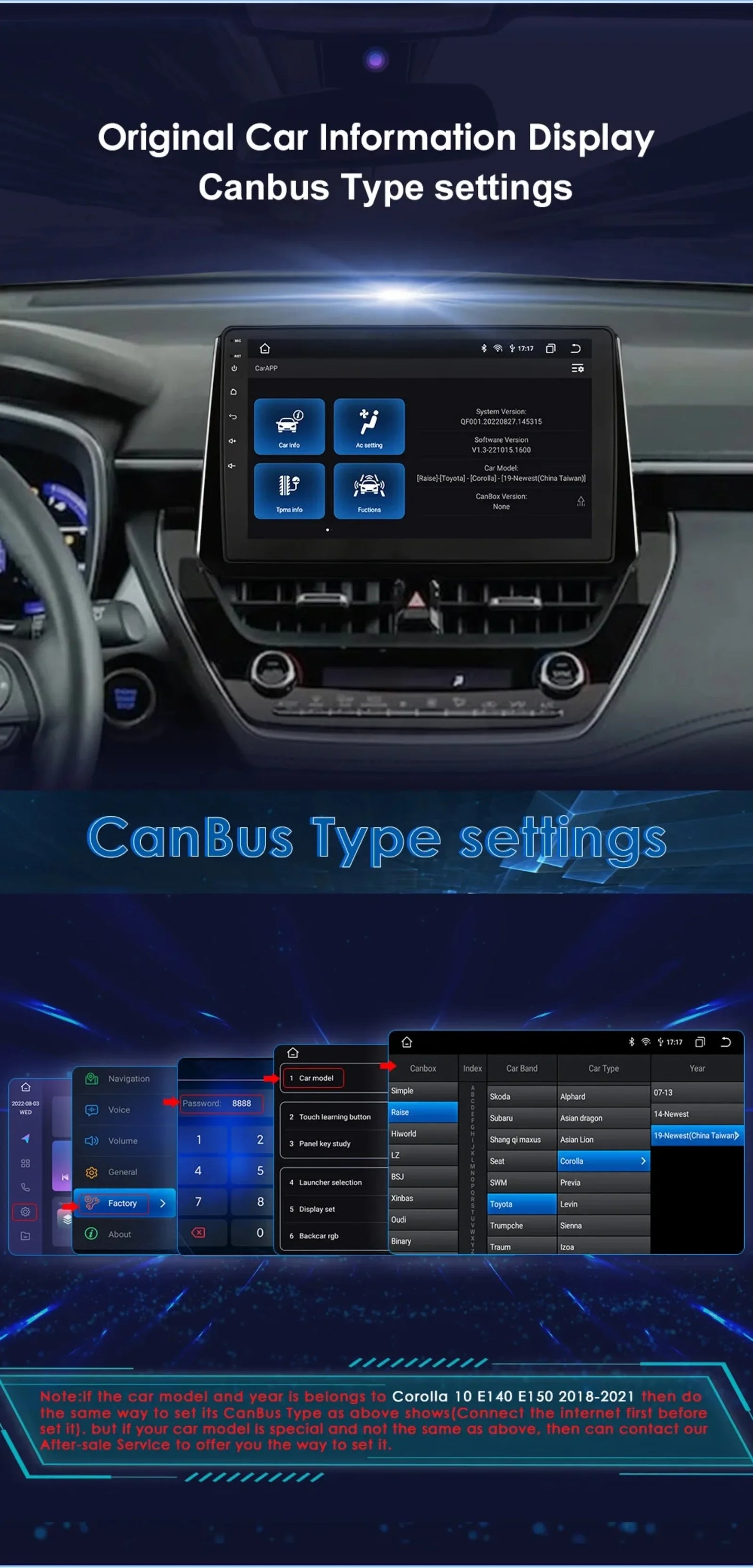 Wireless Carplay for Toyota Corolla 12 2018-2021 Android Autoradio 2 Din Car Radio Multimedia Player BT Navigation GPS Stereo 4G