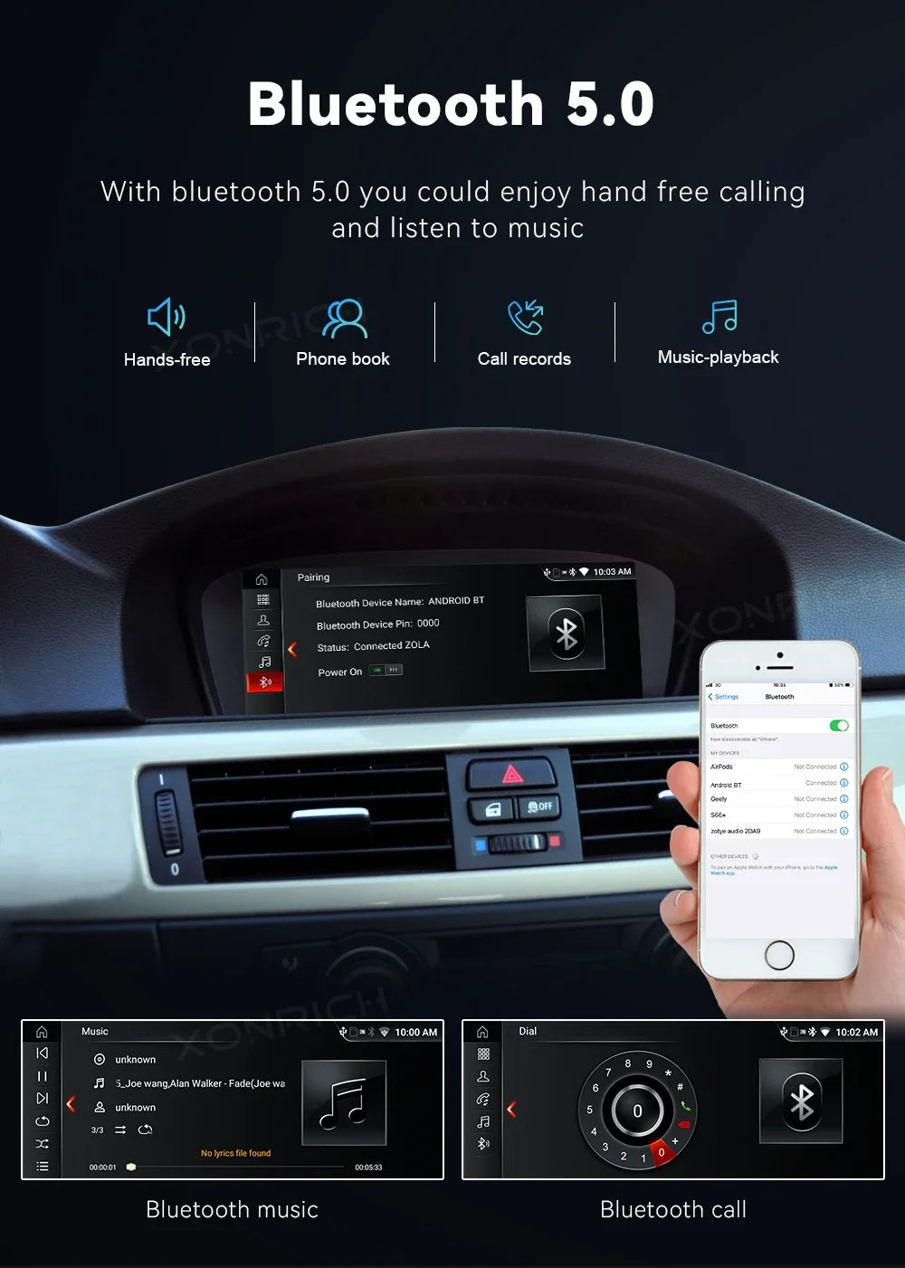 XONRICH 6GB 128GB Android 14 Car Radio For BMW 5Series E60 E61 E63 E64 E90 E91 E92 E93 CCC CIC Multimedia CarPlay GPS Navigation