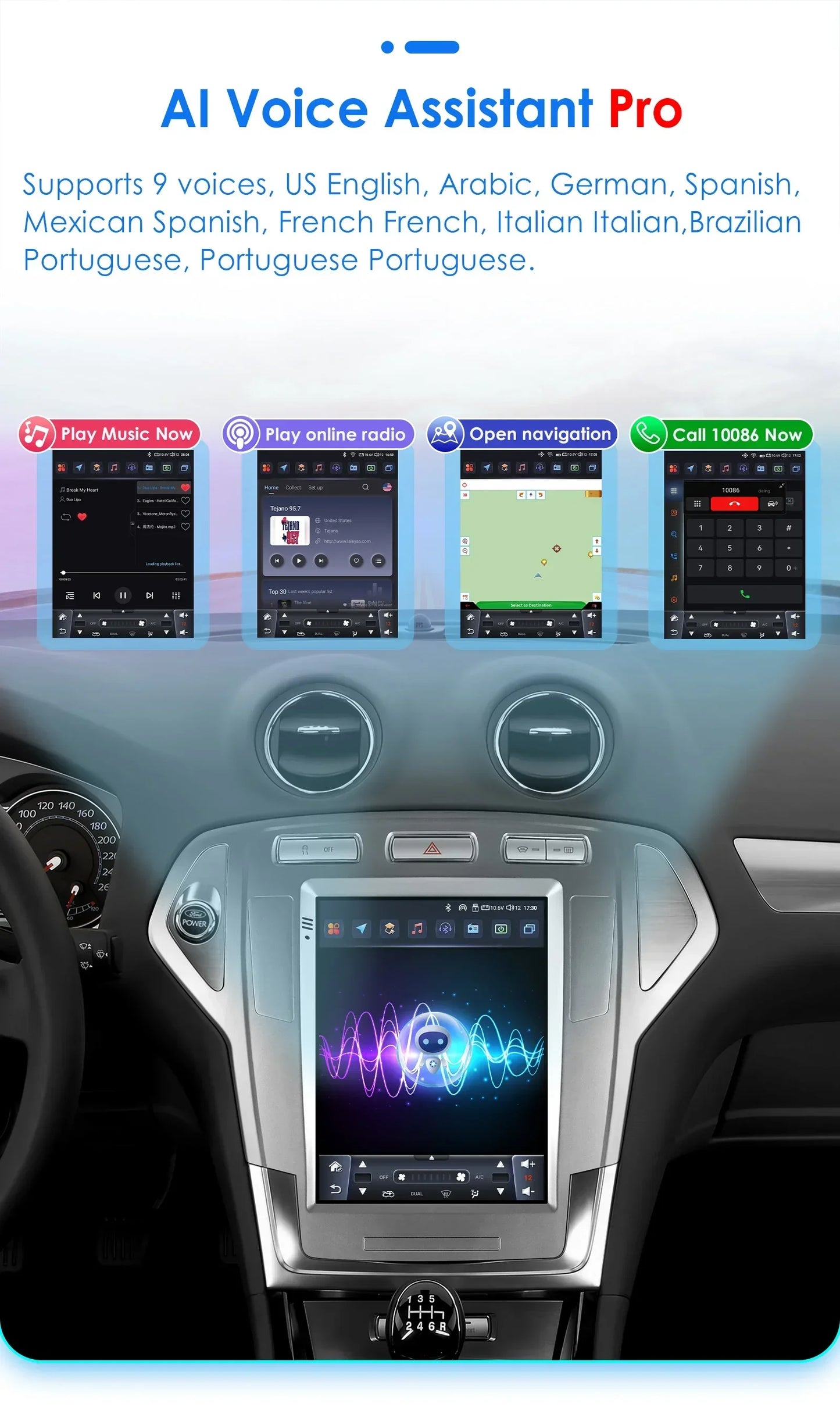 Android 13 Wireless Carplay GPS for Ford Mondeo MK4 Galaxy 2007 - 2010 9.7" Car Multimedia Player 4G DSP BT RDS 2 Din Stereo SWC
