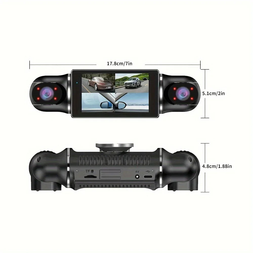 4 Channel 1080P Dash Cam for Cars WIFI GPS 360° Video Recorder Rear View Camera Car DVR 24H Hardware Kit  Assecories