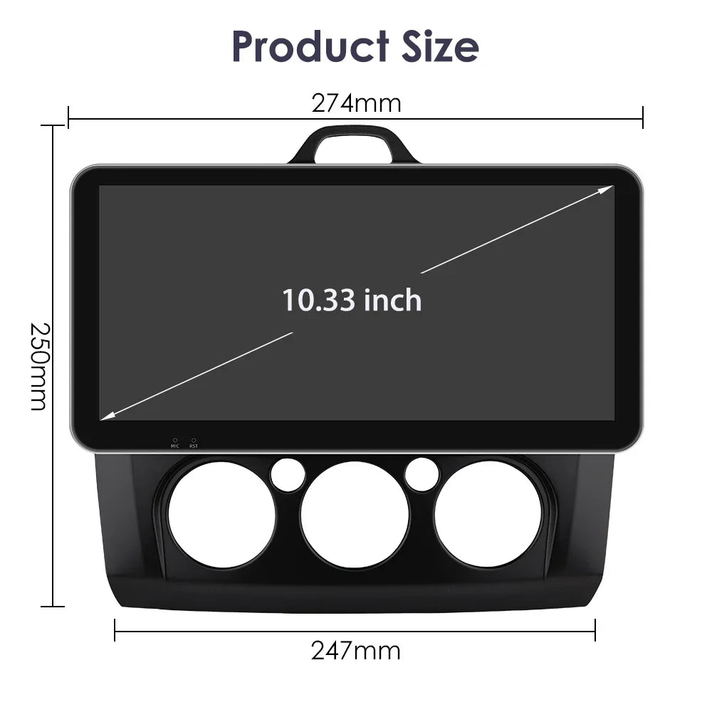 10.33" Wireless Carplay Android Auto for Ford Focus Mk2 2004-2011 Multimedia Player 2 Din Car Radio GPS Navigation BT RDS DSP 4G